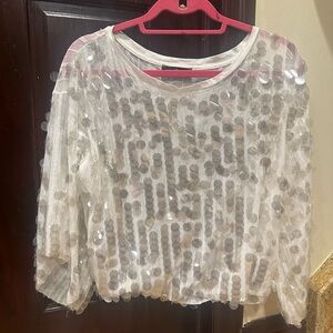 Elegant Cream Sequin Women's Top